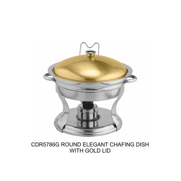 Picture of CDR5787G ROUND ELEGANT CHAFING DISH WITH GOLD LID 2.5L