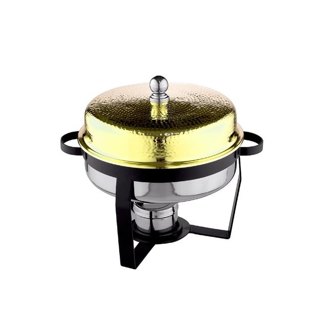 Picture of VENUS 528WGH ROUND CHAFING DISH GOLD HAMMERED 5L