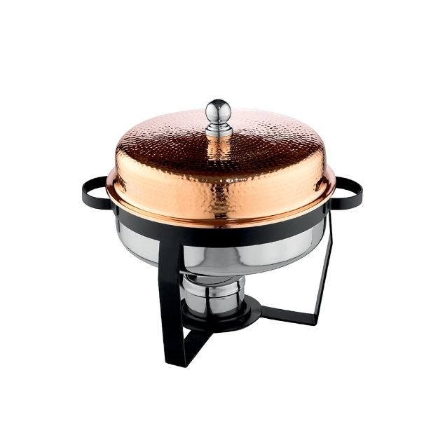 Picture of VENUS 528WCH ROUND CHAFING DISH COPPER HAMMERED COVER 5L