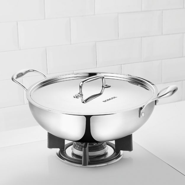 Picture of BOROSIL TRI-PLY STAINLESS STEEL KADHAI 20CM WITH LID