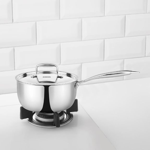 Picture of BOROSIL TRI-PLY STAINLESS STEEL SAUCEPAN 16CM WITH LID