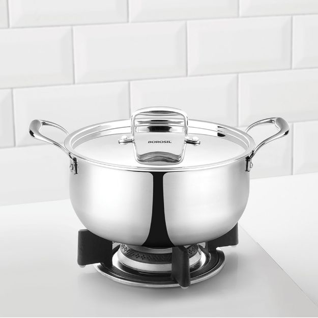 Picture of BOROSIL TRI-PLY STAINLESS STEEL CASSEROLE 26CM WITH LID