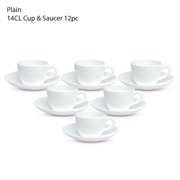 Picture of BOROSIL PLAIN CUP & SAUCER SET 14CL 12 PIECE